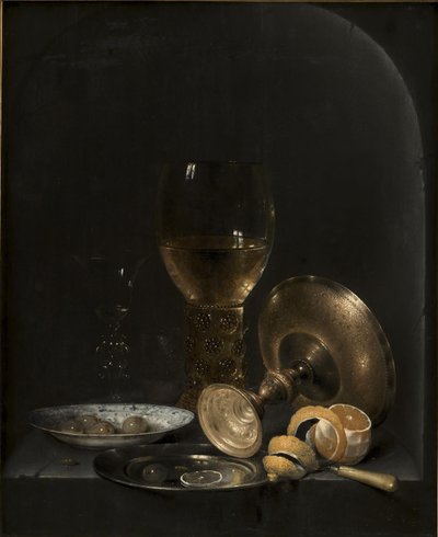 Stilleven. Ontbijtstuk in een stenen nis door Willem Claesz. Heda