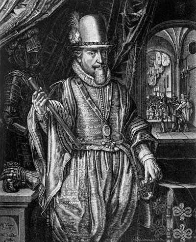 Portret van Maurits van Nassau, Prins van Oranje (1567-1625), gravure door Willem Jacobsz Delff (1580-1638) door Willem Jacobsz Delff