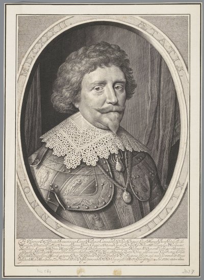 Portret van Frederik Hendrik, prins van Oranje, op 48-jarige leeftijd door Willem Jacobsz Delff