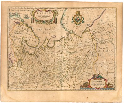 Kaart van Rusland Uit: Theatrum Orbis Terrarum... door Willem Janszoon Blaeu