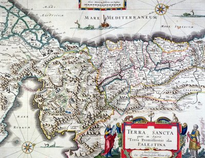Kaart van het Heilige Land, gepubliceerd in Amsterdam, 1629 door Willem Janszoon Blaeu