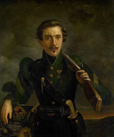 Zelfportret in het uniform van de geweren door Willem Jodocus Mattheus Engelberts