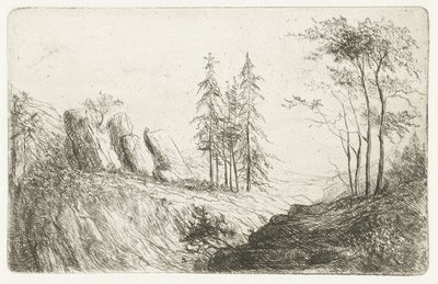 Berglandschap met bomen door Willem Matthias Jan van Dielen