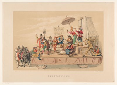 Zesde groep van Utrechtse maskerade in 1856 door Willem Pieter Hoevenaar