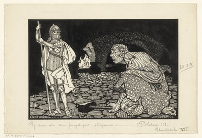 Man, vrouwen en kinderen in een zitkamer door Willem Pothast (signed by artist)
