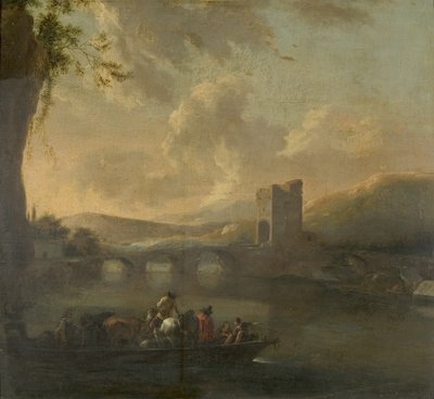 Een Veerboot die een Rivier Oversteekt, c.1640 door Willem Schellinks