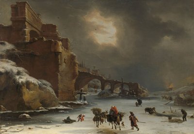 Stadsmuren in de winter, c.1650-70 door Willem Schellinks