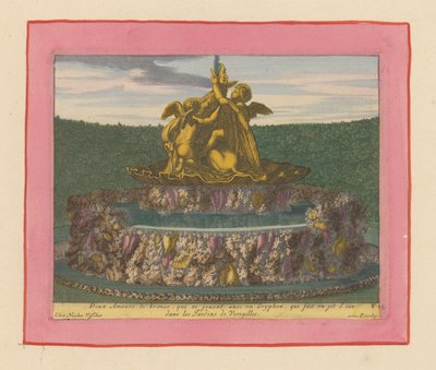 Brunnen mit zwei Putti, die mit einem Greif spielen door Willem Swidde