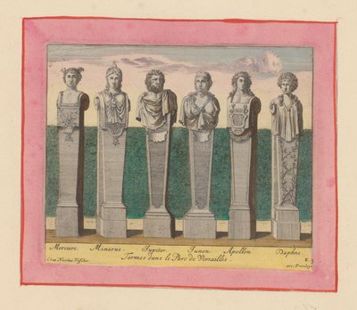 Hermes von Merkur, Minerva, Jupiter, Juno, Apollo und Daphne door Willem Swidde