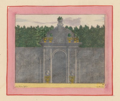 Pavillon mit Kuppel aus Lattenwerk in den Gärten von Versailles door Willem Swidde