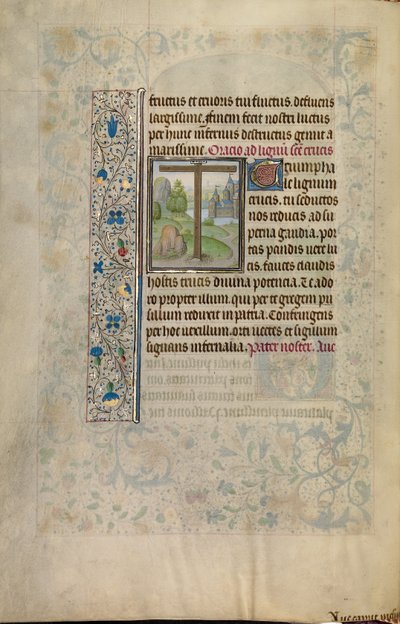 Een kruis in een landschap door Willem Vrelant