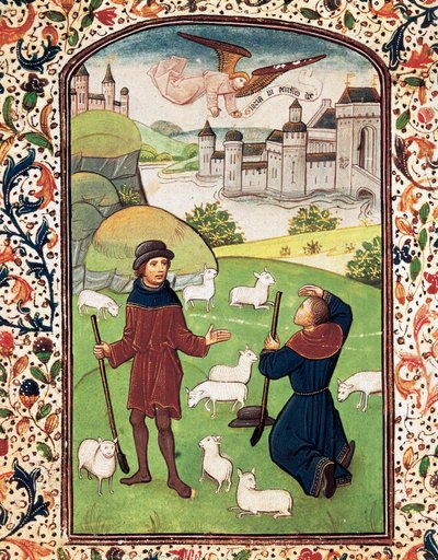 Aankondiging aan de herders (miniatuur) door Willem Vrelant