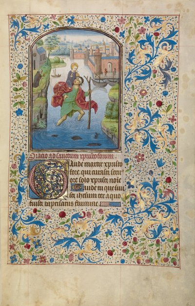 Heiliger Christophorus trägt das Christuskind door Willem Vrelant