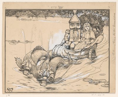 Notenkraker en Marie in een schelpwagen door Ludwig Willem Reymert Wenckebach