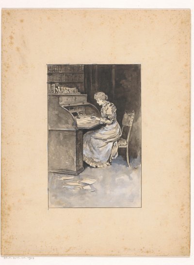 Schrijvende vrouw door Ludwig Willem Reymert Wenckebach