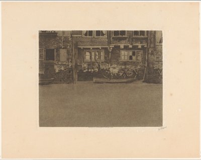 Achtergevels van de Voorstraat 463, 461 en 459 in Dordrecht door Willem Witsen (signed by artist)