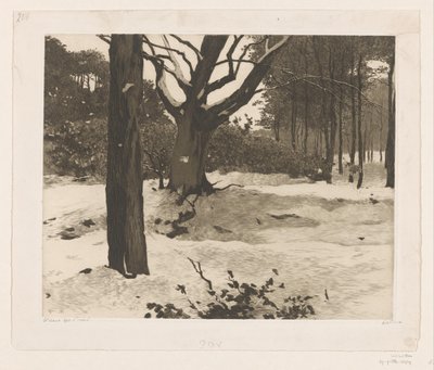 Besneeuwd boslandschap in Ede door Willem Witsen (signed by artist)