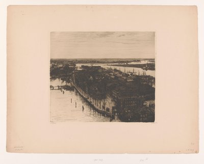 Gezicht op Dordrecht vanaf de toren van de Grote Kerk door Willem Witsen (signed by artist)