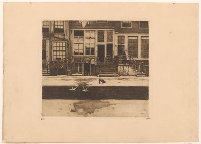 Gezicht op grachtenhuizen in Amsterdam door Willem Witsen (signed by artist)