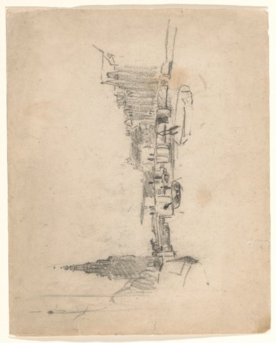 Gezicht over de Oude Schans op de Montelbaanstoren door Willem Arnoldus Witsen