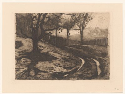 Landschap met bomen en omheining door Willem Arnoldus Witsen