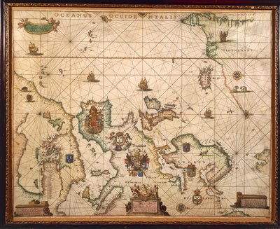 Europese kust, kaart op perkament door Willem en Joan Blaeu door Willem and Joan  Blaeu