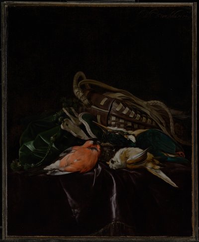 Stilleven met dode vogels en wildzak door Willem van Aelst