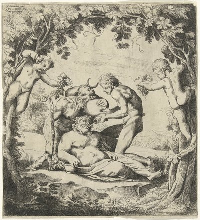 Drinkende Bacchus door Willem van Haecht (II)