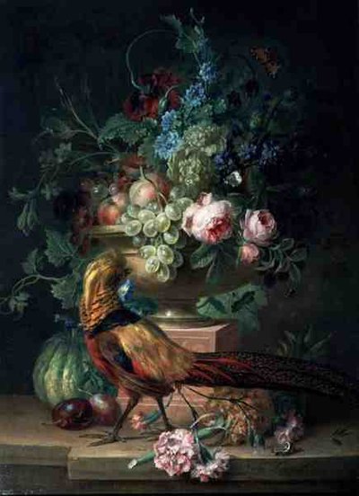 Stilleven met Bloemen en een Fazant door Willem van Leen