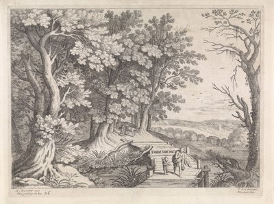 Landschap met Abraham en Isaak door Willem van Nieulandt (II)