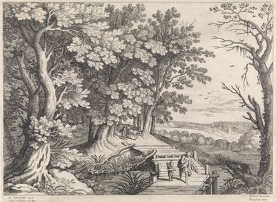 Landschap met Abraham en Isaak door Willem van Nieulandt (II)