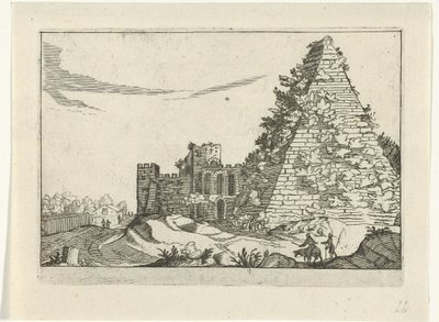 Piramide van Gaius Cestius door Willem van Nieulandt (II)