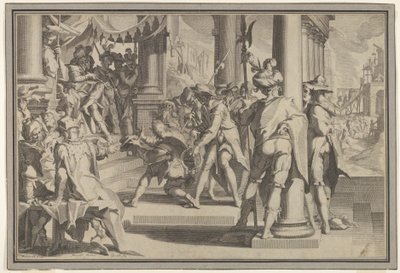 Allegorie van Gerechtigheid Heiligheid van de Wet met een rechtszaalscène waarin een man wordt vergeven..., 1605 door Willem van Swanenburg