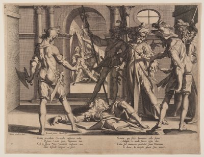 Onthoofding van de Romeinse rechter Papinianus, plaat 5 uit Thrones of Justice (Thronus Iustitiae) door Willem van Swanenburgh