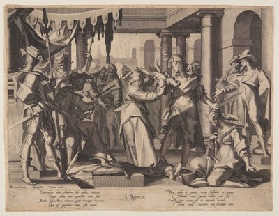 Oordeel van Salomo, plaat 2 uit Tronen van gerechtigheid (Thronus Iustitiae) door Willem van Swanenburgh