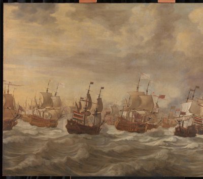 Episode uit de Vierdaagse Zeeslag (11-14 juni 1666) door Willem van de Velde (I) (attributed to)
