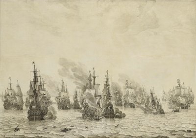De zeeslag bij Livorno, 14 maart 1653: episode uit de Eerste Engelse Zeeoorlog (1652-54) door Willem van de Velde (I)