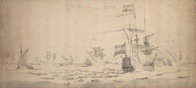 Een Nederlandse vloot in de wind: een krijgsraad door Willem van de the Elder Velde