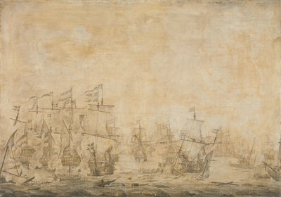 Slag tussen de Nederlandse en Zweedse vloot door Willem van de the Elder Velde
