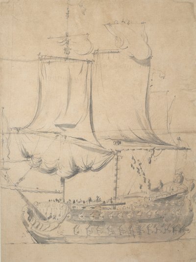 Portret van een Engels derde rang, c.1685 door Willem van de the Elder Velde