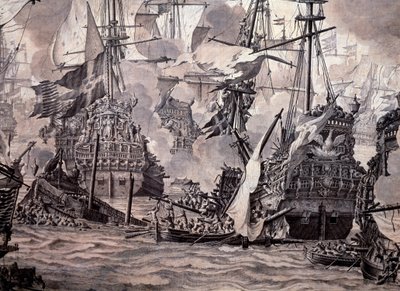De Slag om de Sont tussen de Nederlandse en Zweedse vloten, 8 november 1658 (detail) door Willem van de the Elder Velde