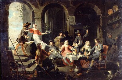 Elegante Gezelschap Feestvierend in een Interieur met Bediening door Willem van the Elder Herp