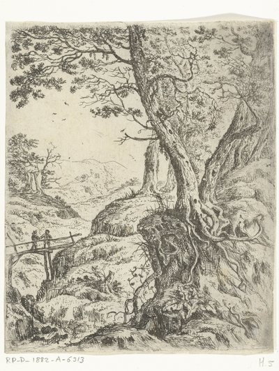 Landschap met houten bruggetje door Willem von Bemmel