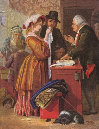 Het Kiezen van de Bruidsjurk door William (after) Mulready