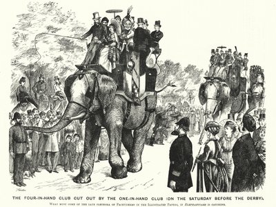 Punch cartoon: De Four-in-Hand Club uitgesneden door de One-in-Hand Club (op de zaterdag voor de Derby) door William (after) Ralston