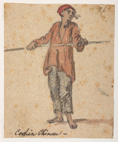 26 Cochin Chinees, uit een Album van 372 tekeningen van landschappen, kustlijnen, kostuums en het dagelijks leven gemaakt tijdens Lord Macartney