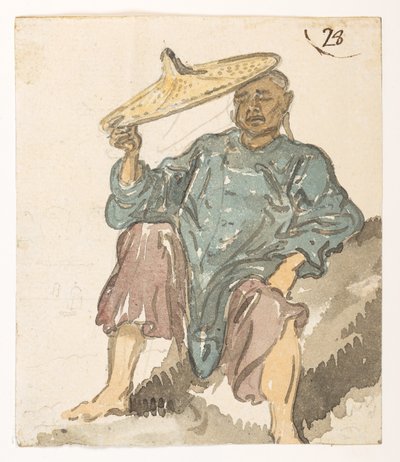 28 Slapende figuur, waarschijnlijk van Turon Bay, uit een Album van 372 tekeningen van landschappen, kustlijnen, kostuums en het dagelijks leven gemaakt tijdens Lord Macartney