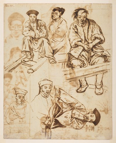 [f.57 140v Figurenstudies, Chinese mannen. 