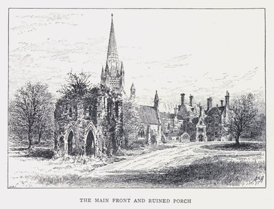 De hoofdgevel en verwoeste portiek (gravure) door William Alexander Ansted
