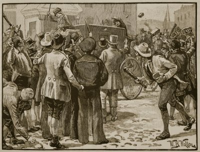 Aanval op Sir Charles Wetherell in Bristol, illustratie uit 